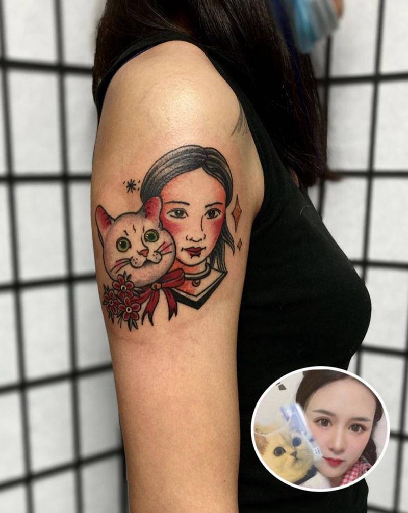 卡通人物纹身图片_肩部Old SchoolNew School纹身图案