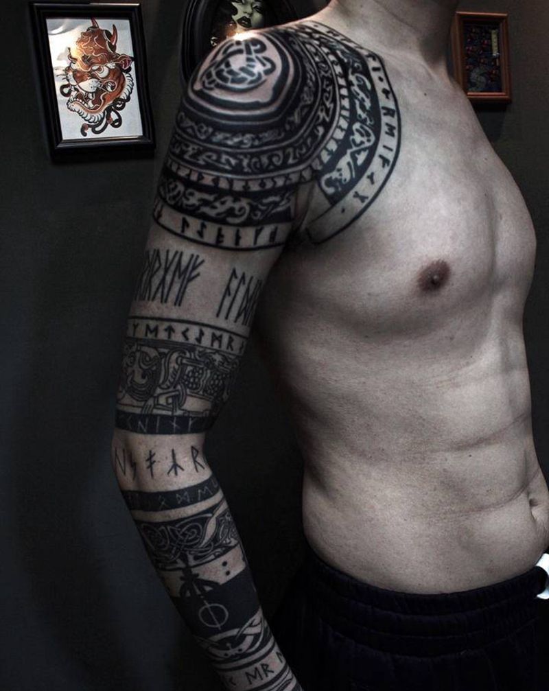 光神图腾纹身图片_手臂手部图腾几何纹身图案