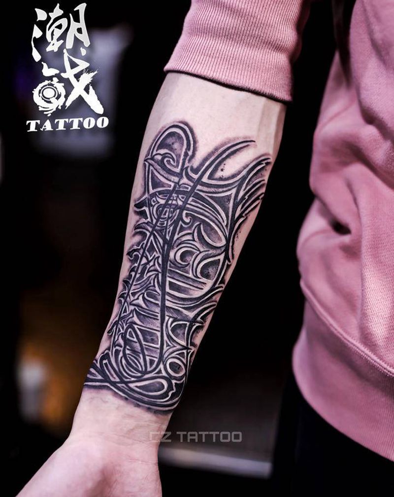 花体字纹身图片_手臂花体字纹身图案