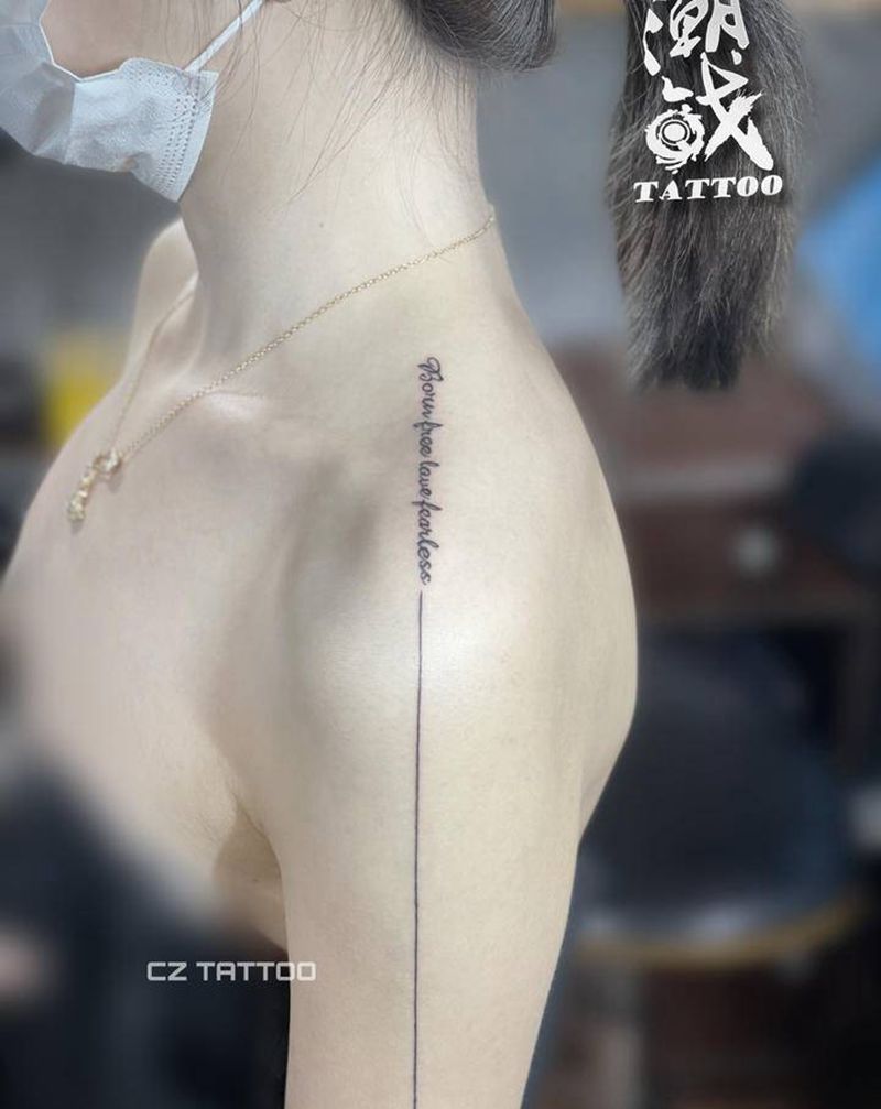 直线的魅力纹身图片_手臂花体字几何纹身图案