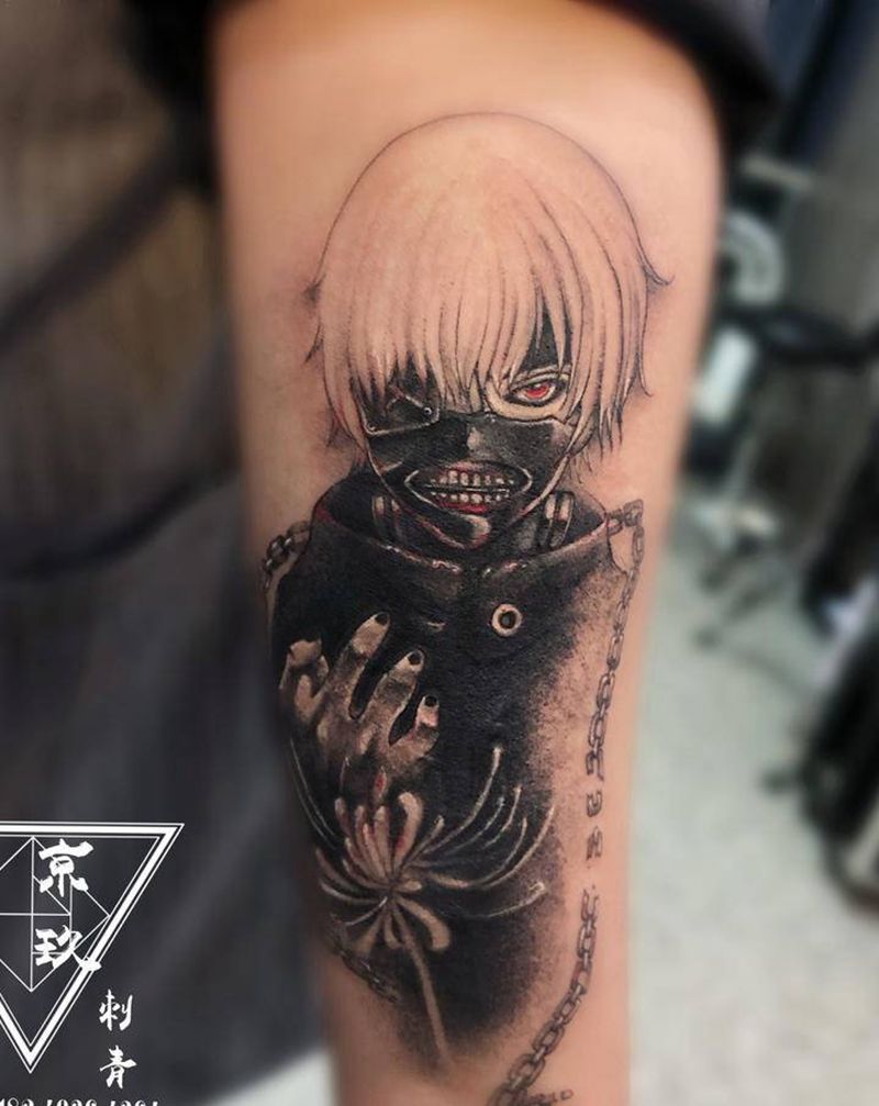 遮盖金木研纹身图片_手臂欧美写实纹身图案