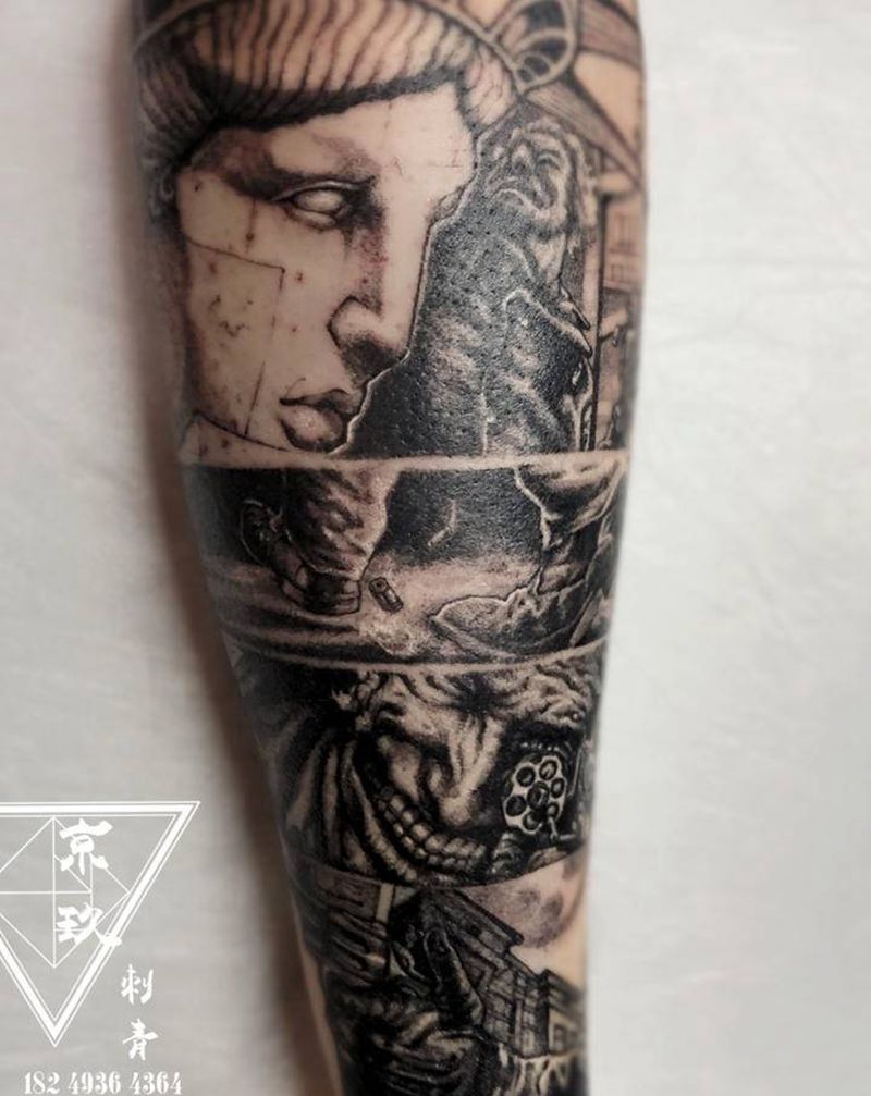 ®️：漫画 ®️：哥谭小丑 ®纹身图片_手臂欧美写实纹身图案