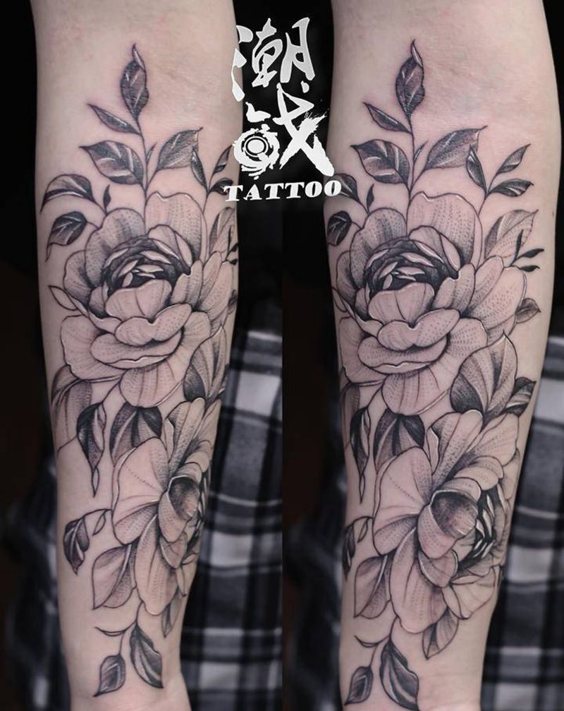 素花纹身图片_手臂欧美写实纹身图案