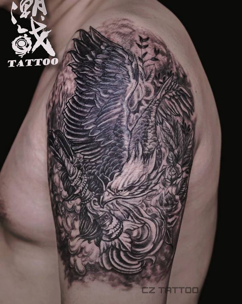 鹰（纹身遮盖）纹身图片_手臂欧美写实老鹰纹身图案