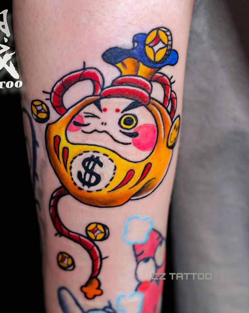 达摩蛋纹身图片_手臂New School小清新纹身图案