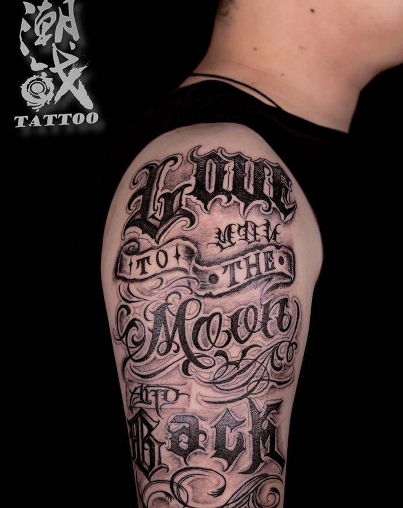 花体字纹身图片_手臂花体字纹身图案