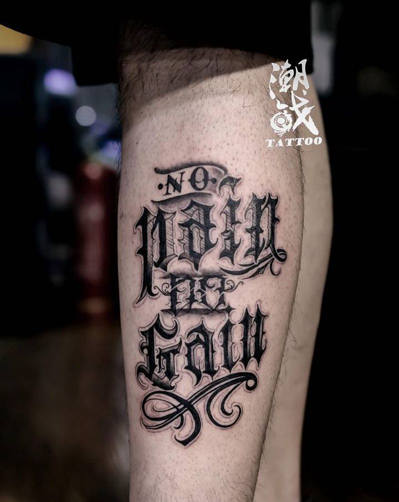 花体字纹身图片_腿部花体字纹身图案