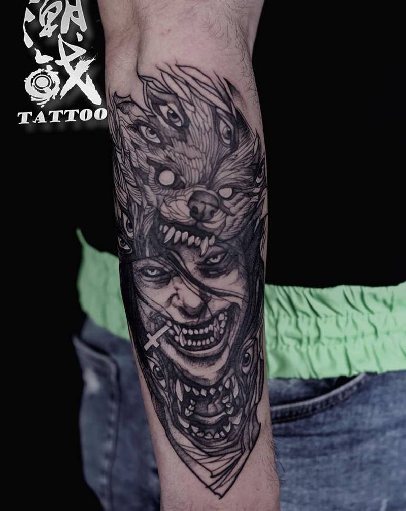 暗黑纹身图片_手部欧美写实点刺纹身图案