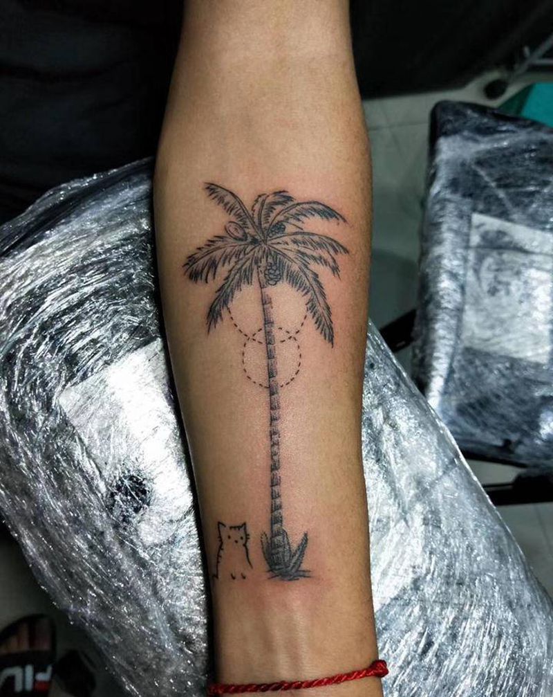 椰子树纹身图片_手臂纹身图案
