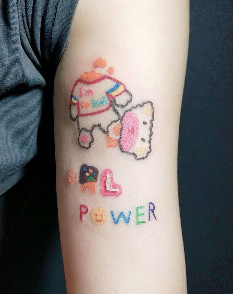 彩色小熊纹身图片_手臂纹身图案