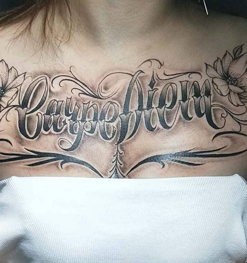 花胸纹身图片_胸部纹身图案