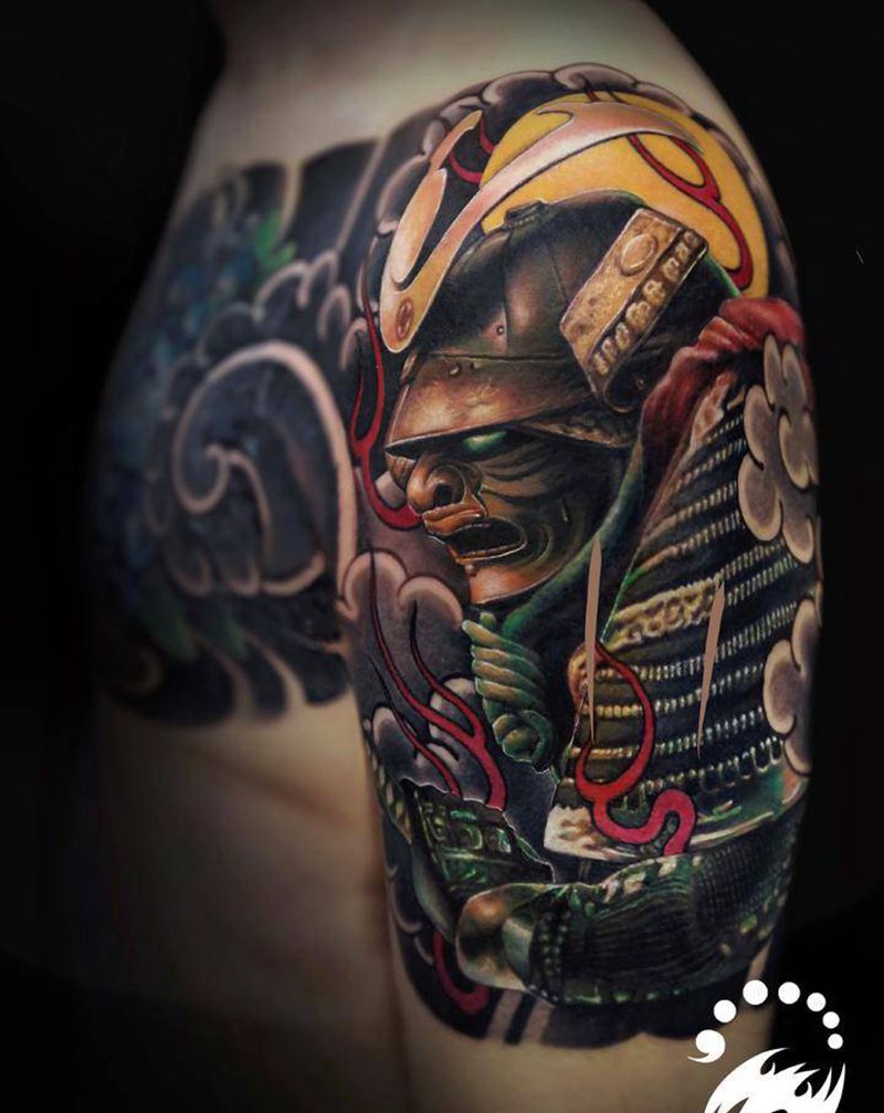 多元化日式遮盖纹身图片_胸部肩部老传统新传统纹身图案