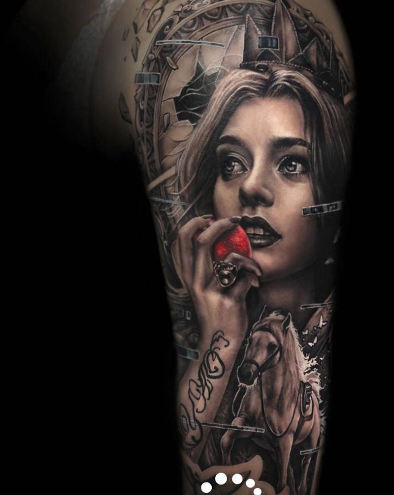 白雪公主纹身图片_手臂手部欧美写实点刺纹身图案