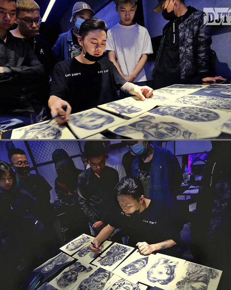 雕金堂刺青纹身图片_手部背部欧美写实几何纹身图案