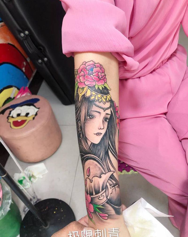 艺妓纹身图片_手臂新传统纹身图案
