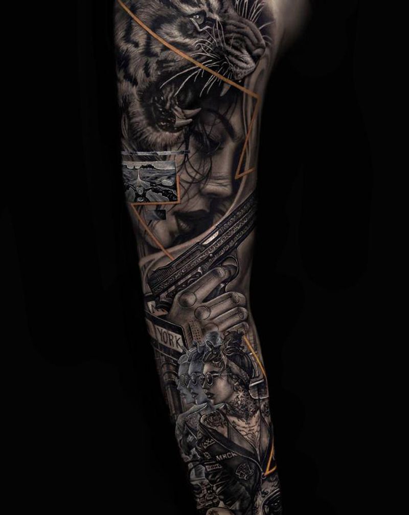 时光纹身图片_手部手臂欧美写实New School纹身图案