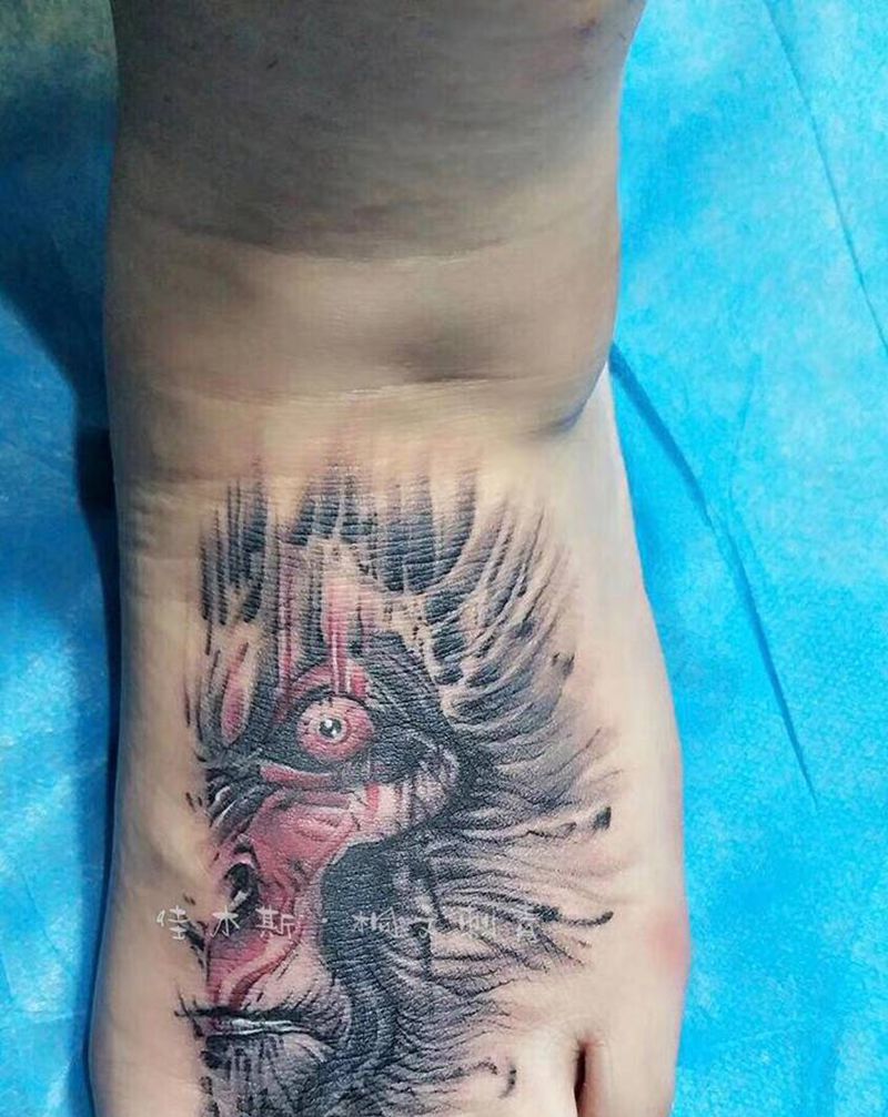 悟空纹身图片_脚部纹身图案