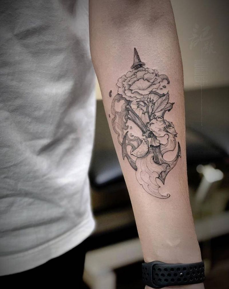 设计感十足纹身图片_手臂腿部点刺纹身图案