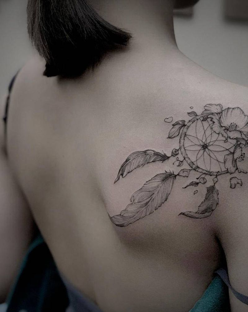 捕梦网，好不好看？你说的算！纹身图片_腰部腿部点刺纹身图案