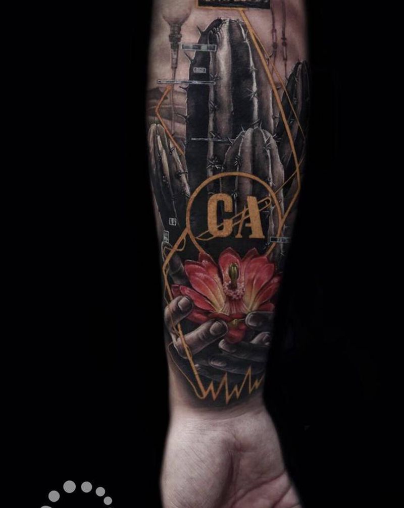 《癌》纹身图片_手部手臂欧美写实几何纹身图案