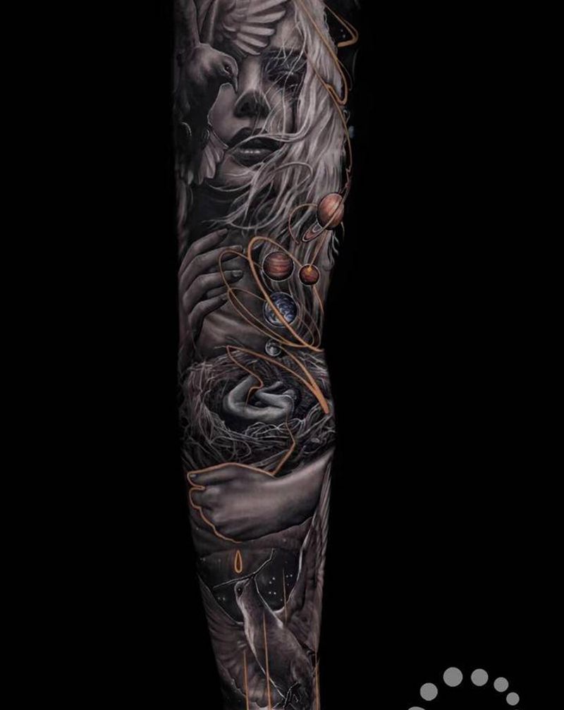 《人》纹身图片_手部手臂欧美写实几何纹身图案