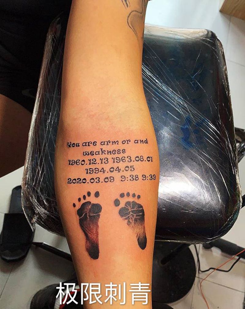 一位父亲纪念孩子出生纹身纹身图片_手臂几何纹身图案