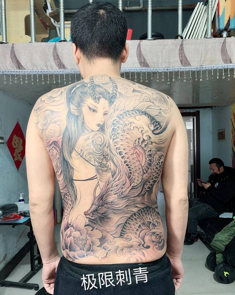 龙女纹身纹身图片_背部纹身图案