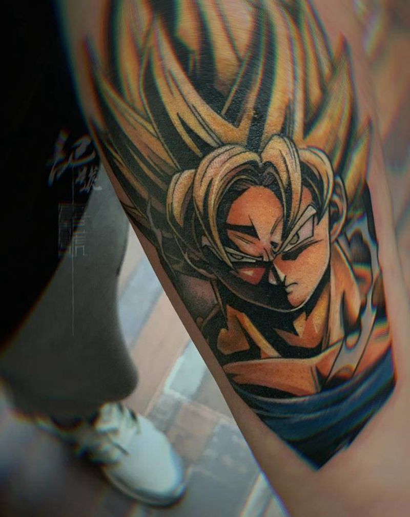 每个人心里都住着卡卡罗特纹身图片_腰部腿部New School纹身图案