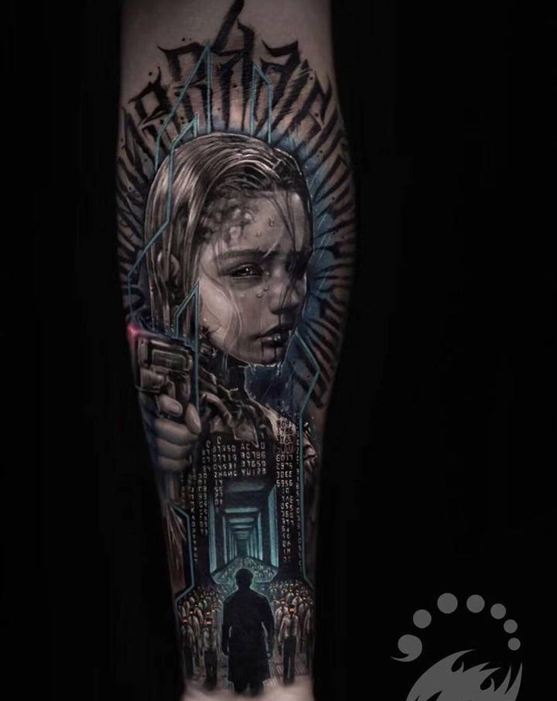 《世界程序》纹身图片_手臂手部欧美写实几何纹身图案