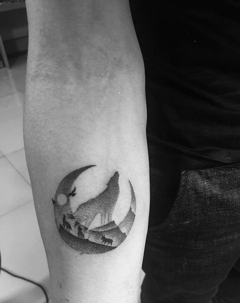 狼纹身图片_手臂纹身图案