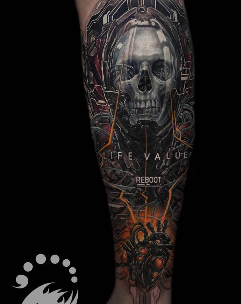 《机器生命》纹身图片_脚部腿部欧美写实几何纹身图案
