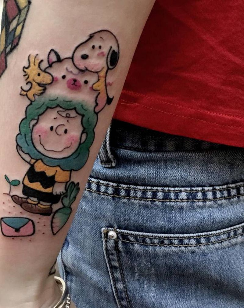 小可爱纹身图片_腿部腰部Old School水彩纹身图案