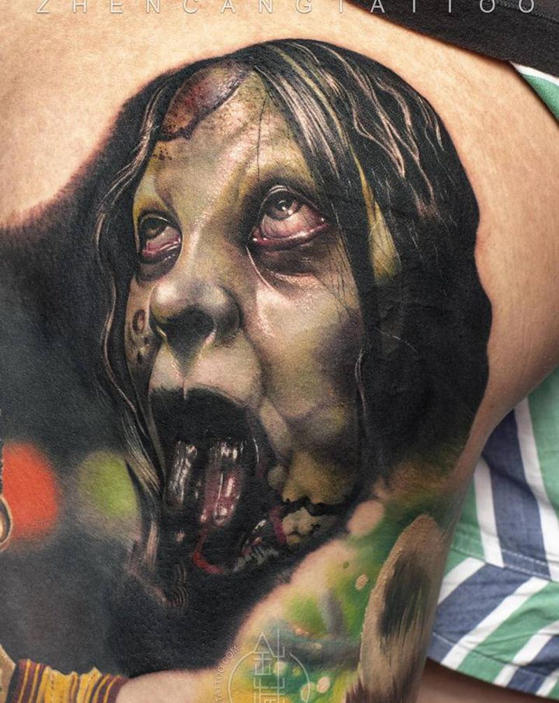 Zombie | 邵钢纹身图片_臀部腿部欧美写实邵钢针藏刺青纹身图案