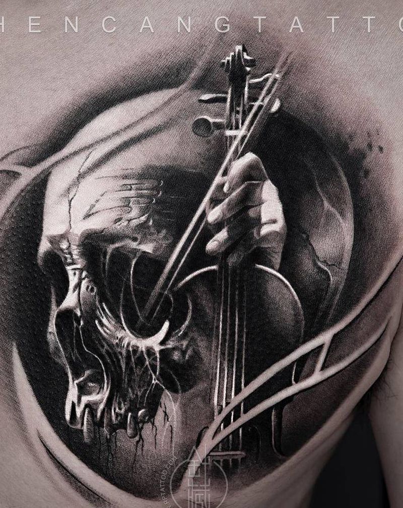 灵魂之音 | 针藏 · 邵老师纹身图片_胸部欧美写实针藏刺青邵钢原创纹身图案