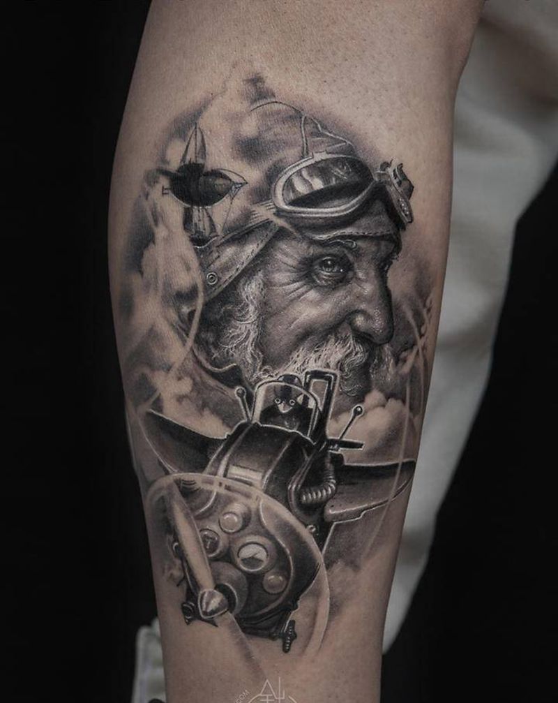 梦想家 | 针藏  邵钢纹身图片_腿部欧美写实针藏刺青邵钢纹身图案