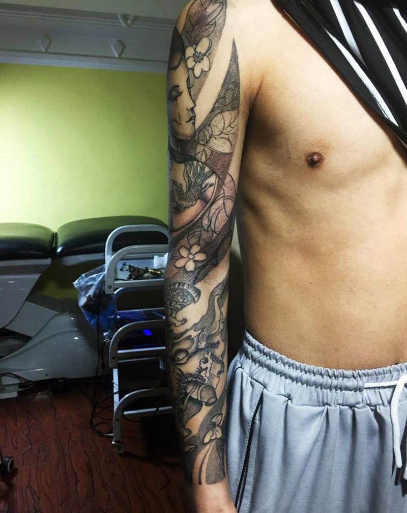 艺妓象神未完待续纹身图片_手臂新传统纹身图案