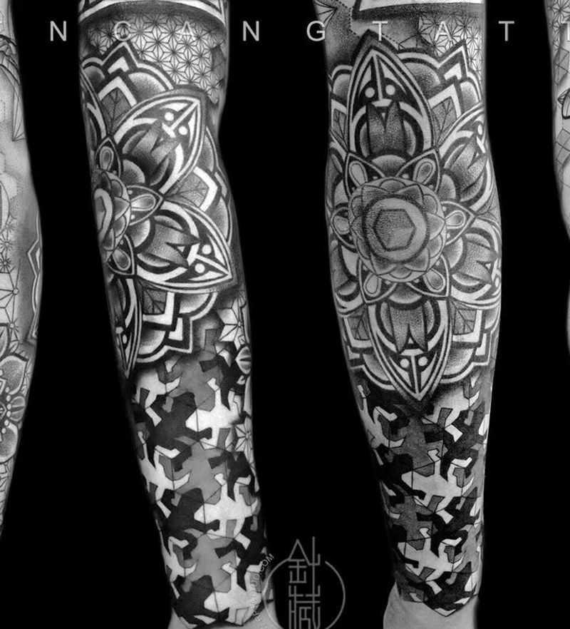 .纹身图片_手臂几何点刺纹身图案