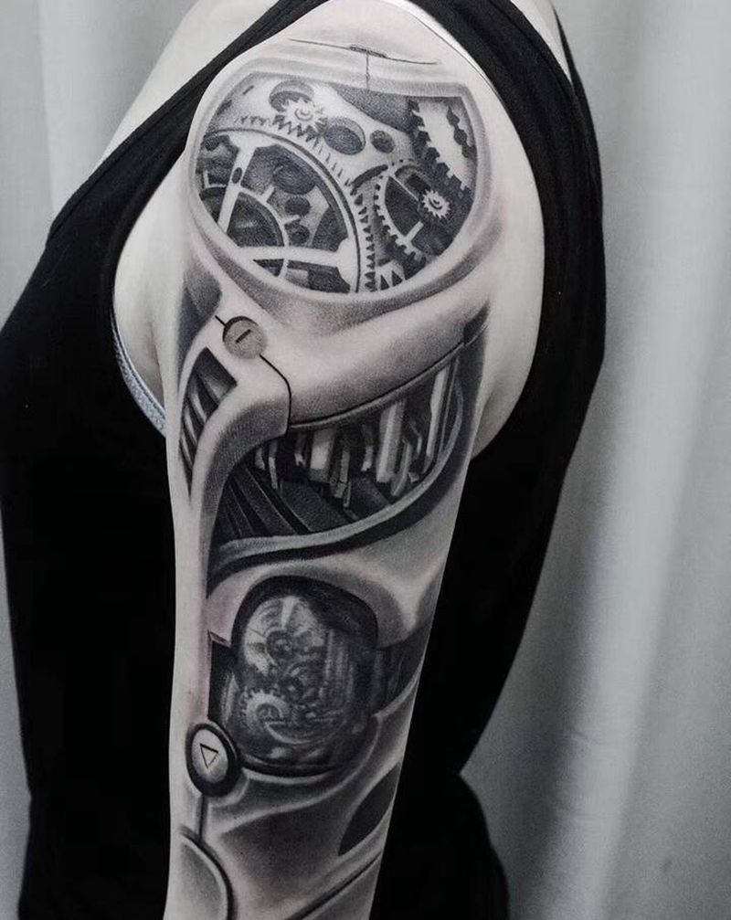 .纹身图片_手臂欧美写实机械纹身图案