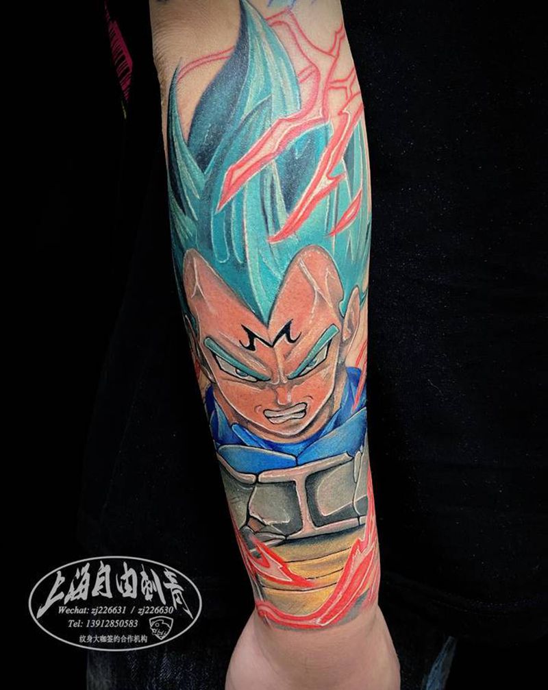 贝吉塔纹身图片_手臂New School贝吉塔龙珠纹身图案