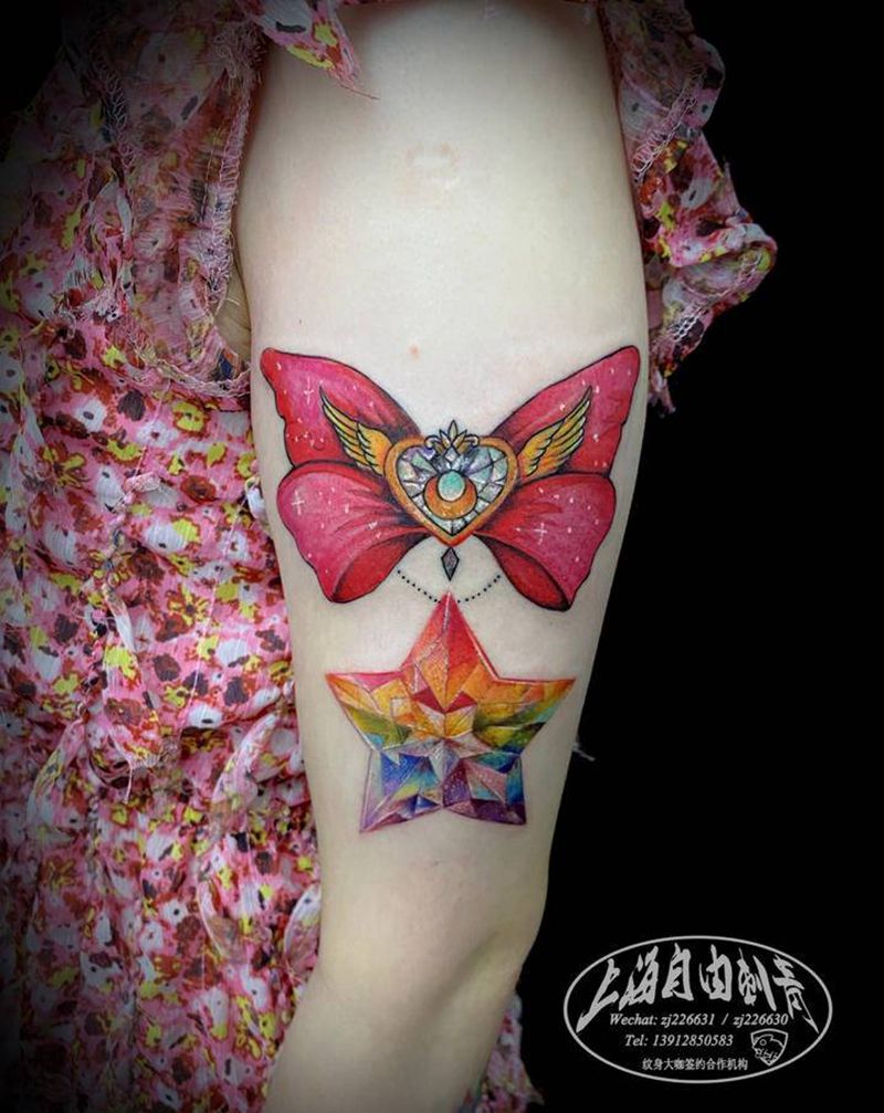 少女心纹身图片_手臂水彩New School少女纹身图案