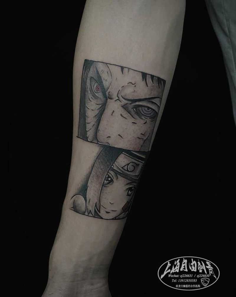 带 土,玲纹身图片_手臂New School欧美写实带图火影纹身图案