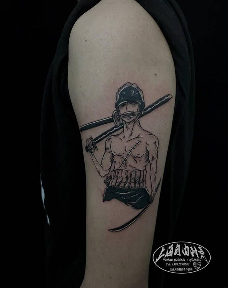 海贼王纹身图片_手臂欧美写实海贼王纹身图案
