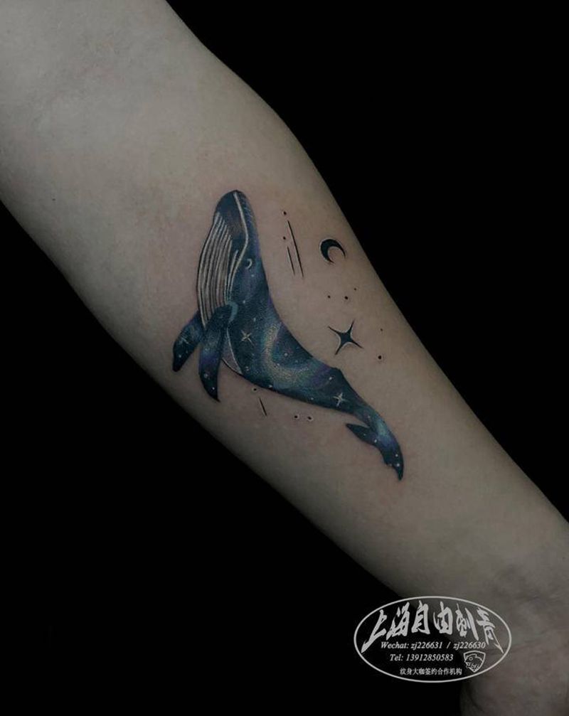 鲸鱼纹身图片_手臂欧美写实鲸鱼纹身图案