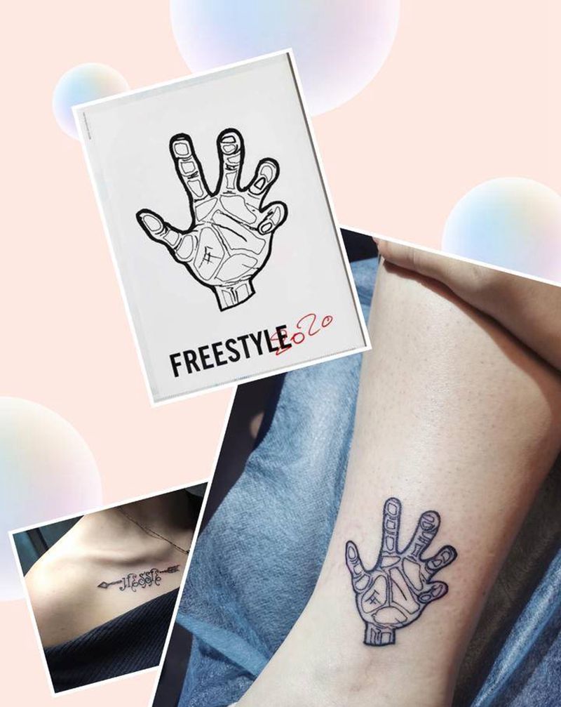 大野智的铁粉纹身图片_手臂新传统纹身图案