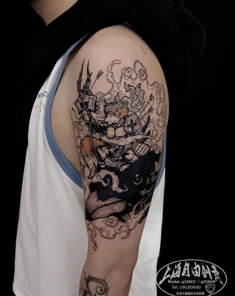 狐狸纹身图片_手臂New School狐狸纹身图案