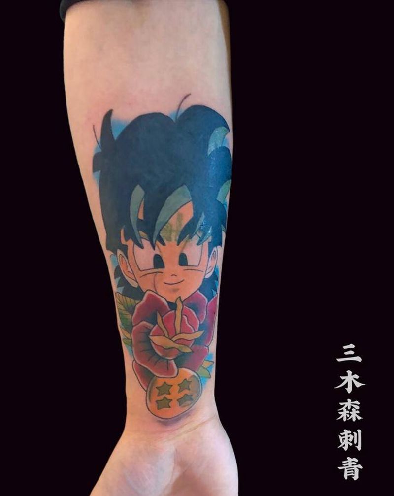 赛亚人纹身图片_手臂水彩纹身图案