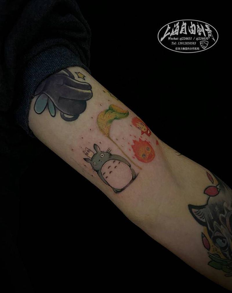 宫崎骏纹身图片_手臂New School宫崎骏纹身图案