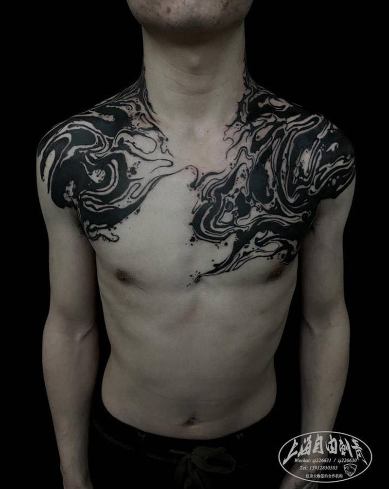 墨纹身图片_手臂胸部水墨墨水纹身图案