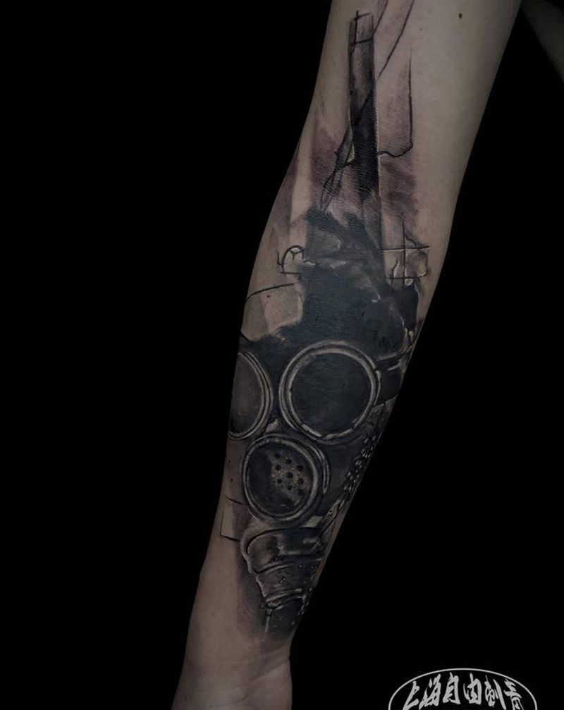 面具纹身图片_手臂欧美写实面具纹身图案