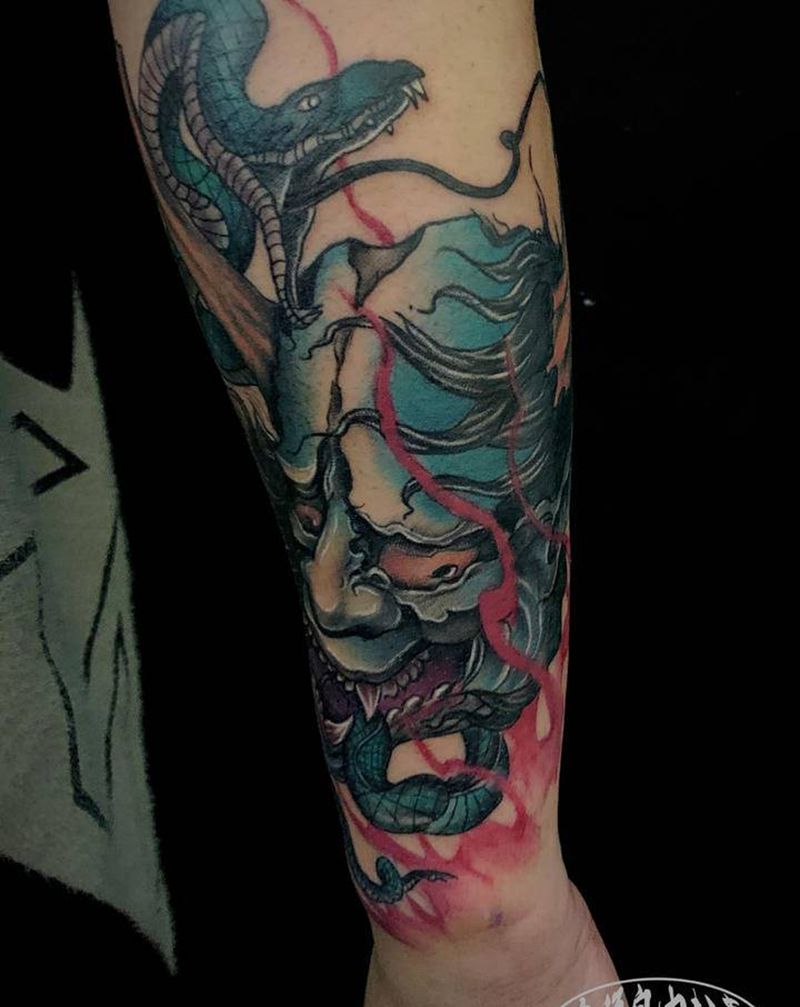 般若纹身图片_手臂新传统般若纹身图案